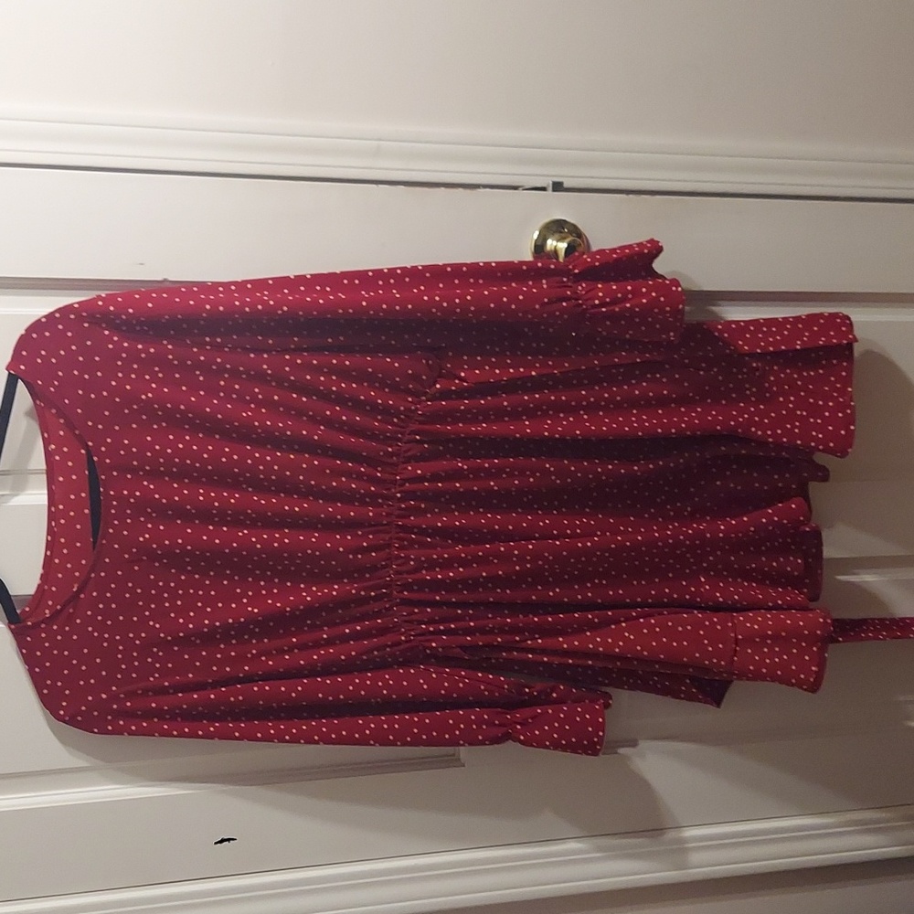 Mini red pokodot dress